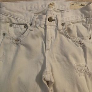 Rag and bone distressed white denim